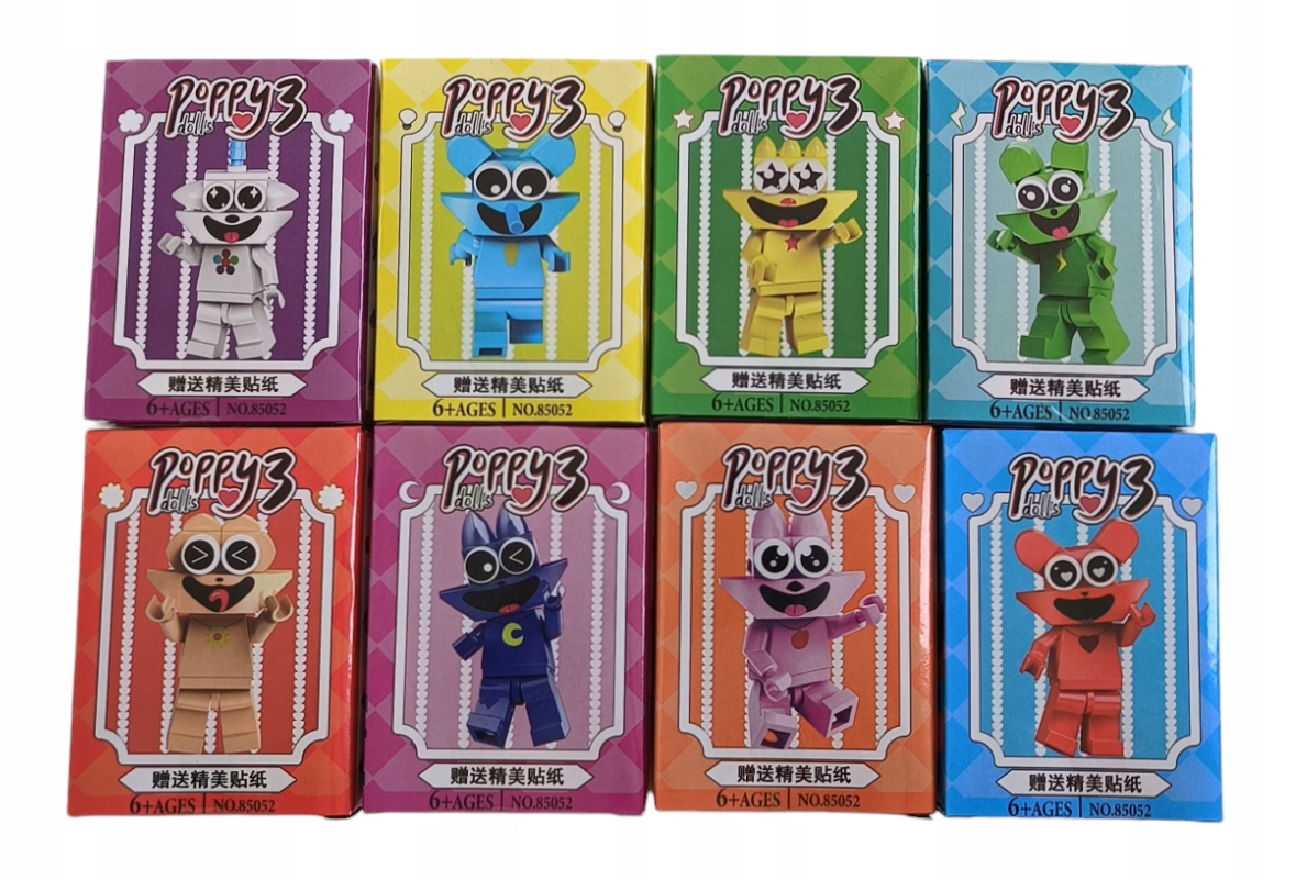 Sada 8 kusov Smiling Critters Poppy 3 bloky